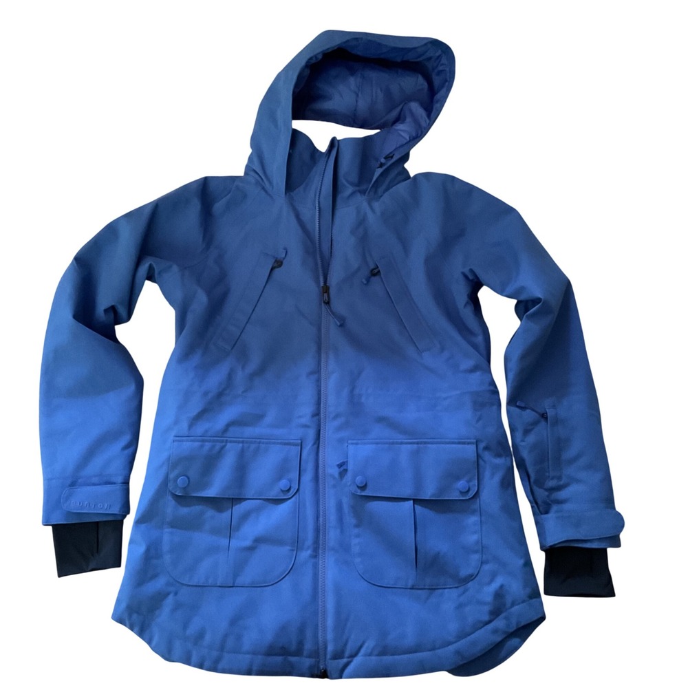 Burton Jet Set Blue Snowboard Jacket Womens Medium Insulated Hooded Ski Coat